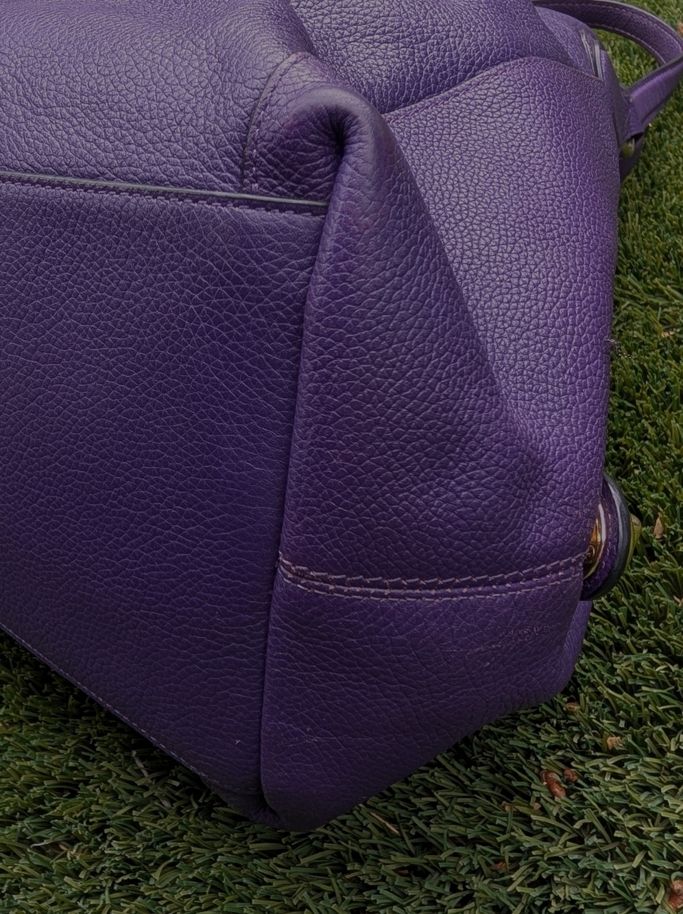 Edie 33727 Horse Carriage Logo Embossed Shoulder Tote Bag Purse Purple Violet - Picture 6 of 14